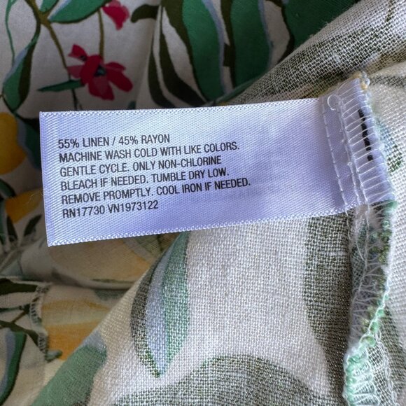 AVA & VIV Sleeveless Linen Blend Back Button Lemon/Floral Print Tank Top Size 3X - Picture 4 of 7